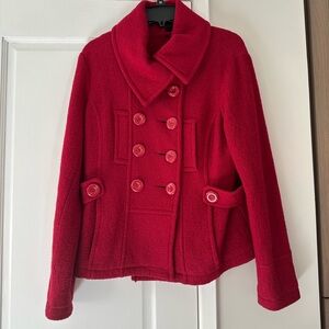 Ambition Crimson Button-Front Peacoat